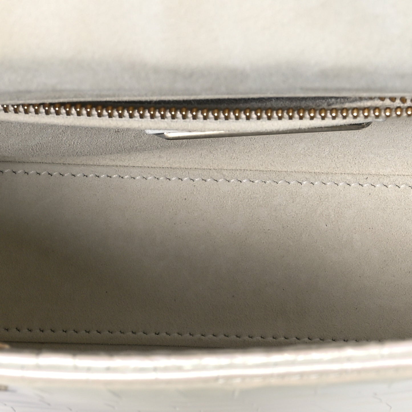 Metallic Alligator Mini Lady Dior White
