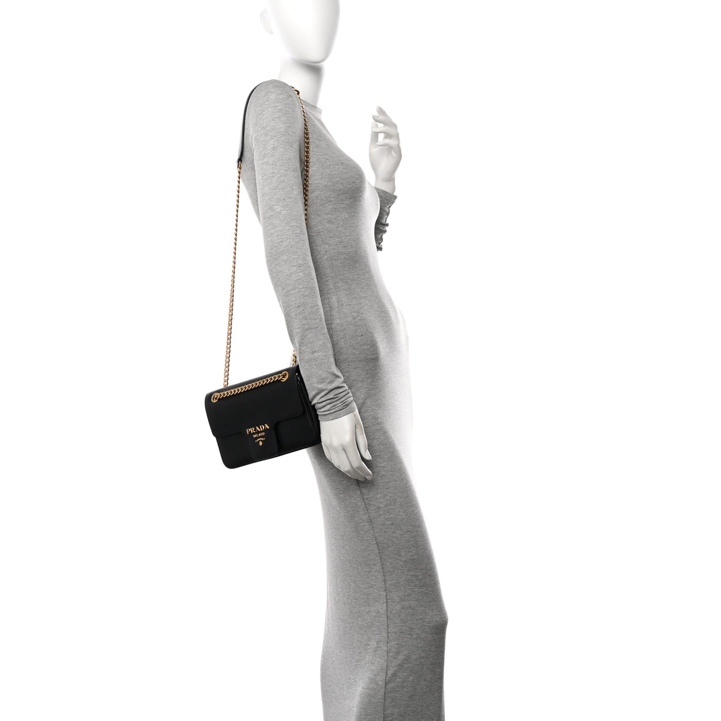 Saffiano Flap Shoulder Bag Black