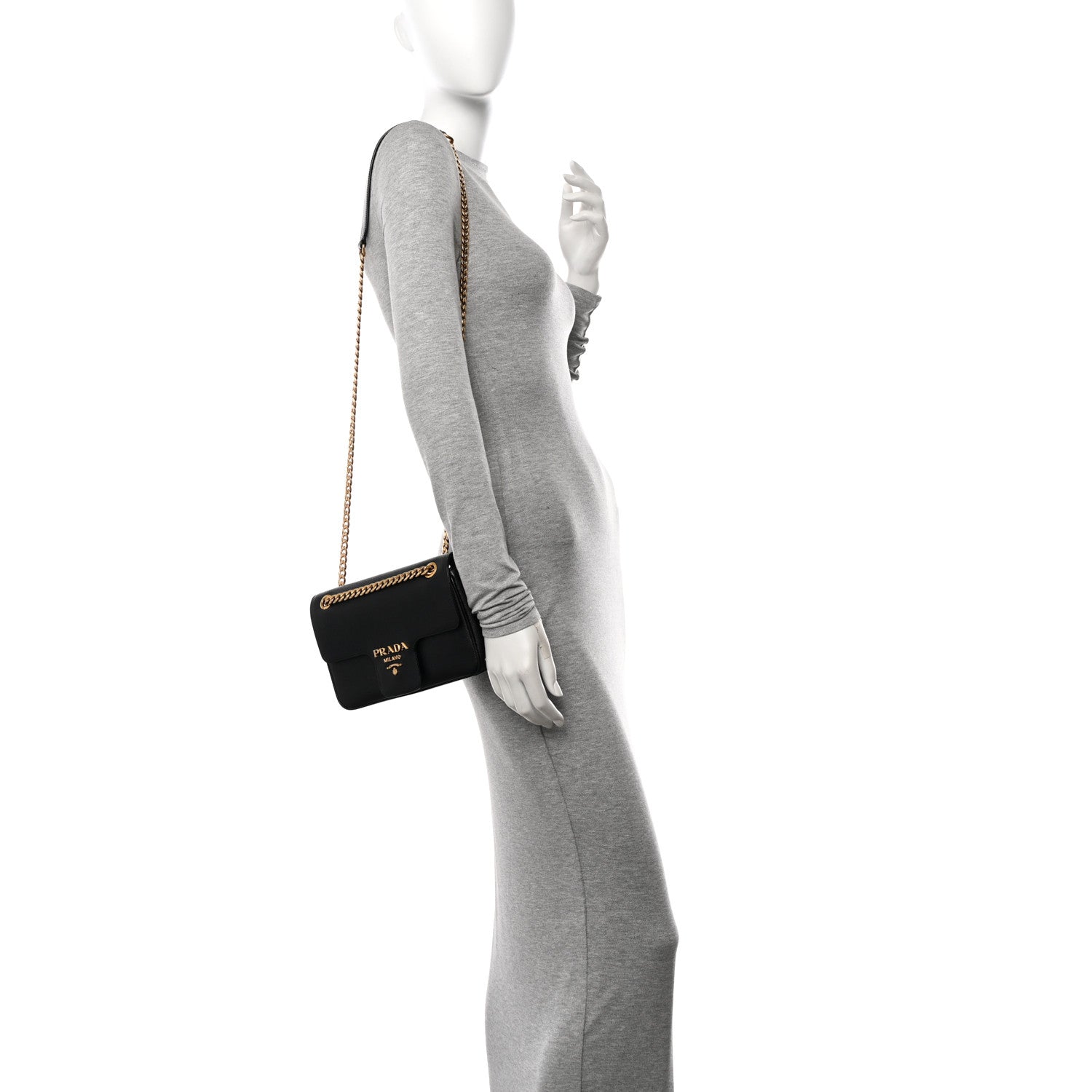 Prada Saffiano Flap Shoulder Bag Black 2 of 10