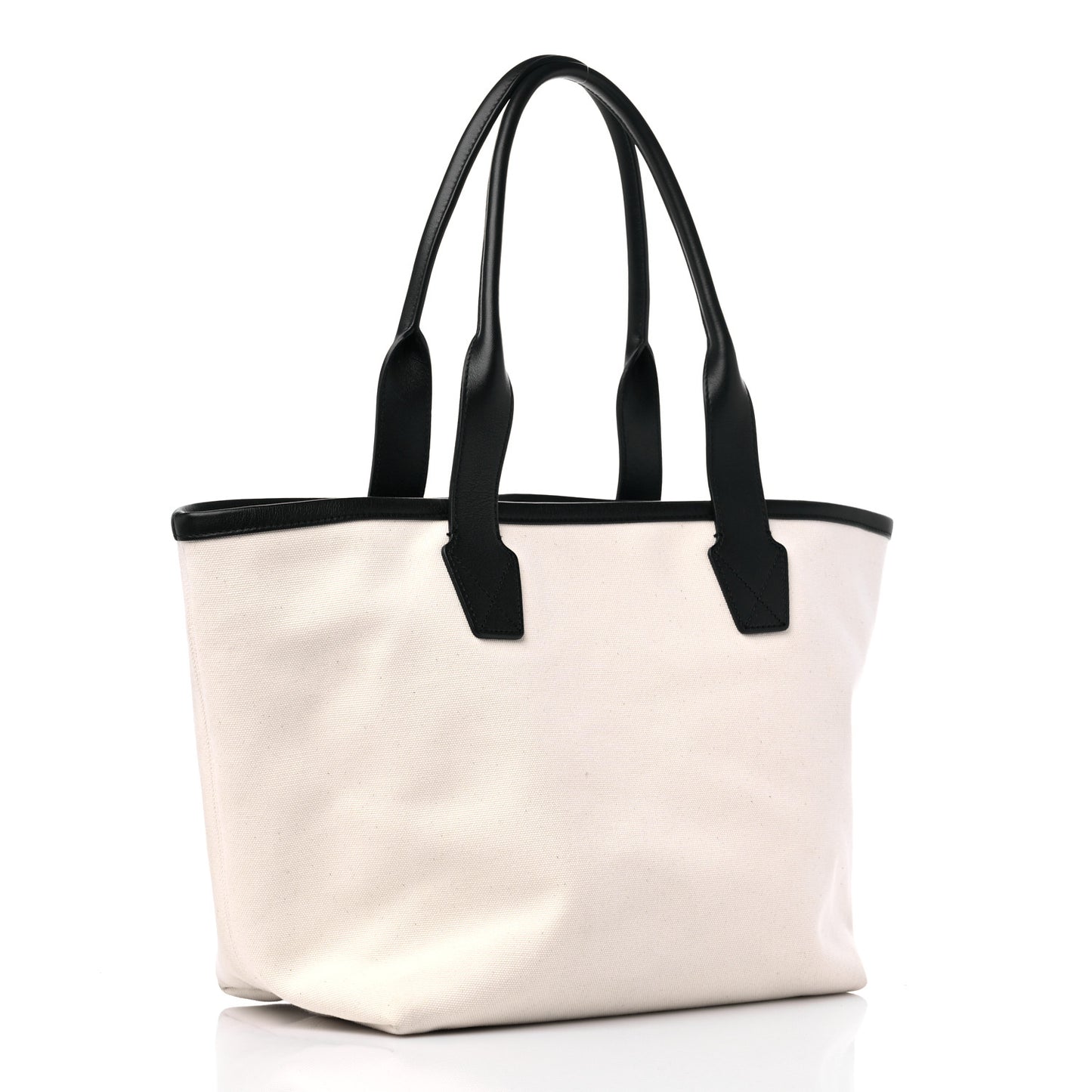 Cotton Canvas Calfskin Cities New York Jumbo Small Tote Bag Natural