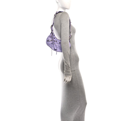 Balenciaga Extra Supple Calfskin Crocodile Embossed Le Cagole Shoulder Bag XS Lilac 2 of 11