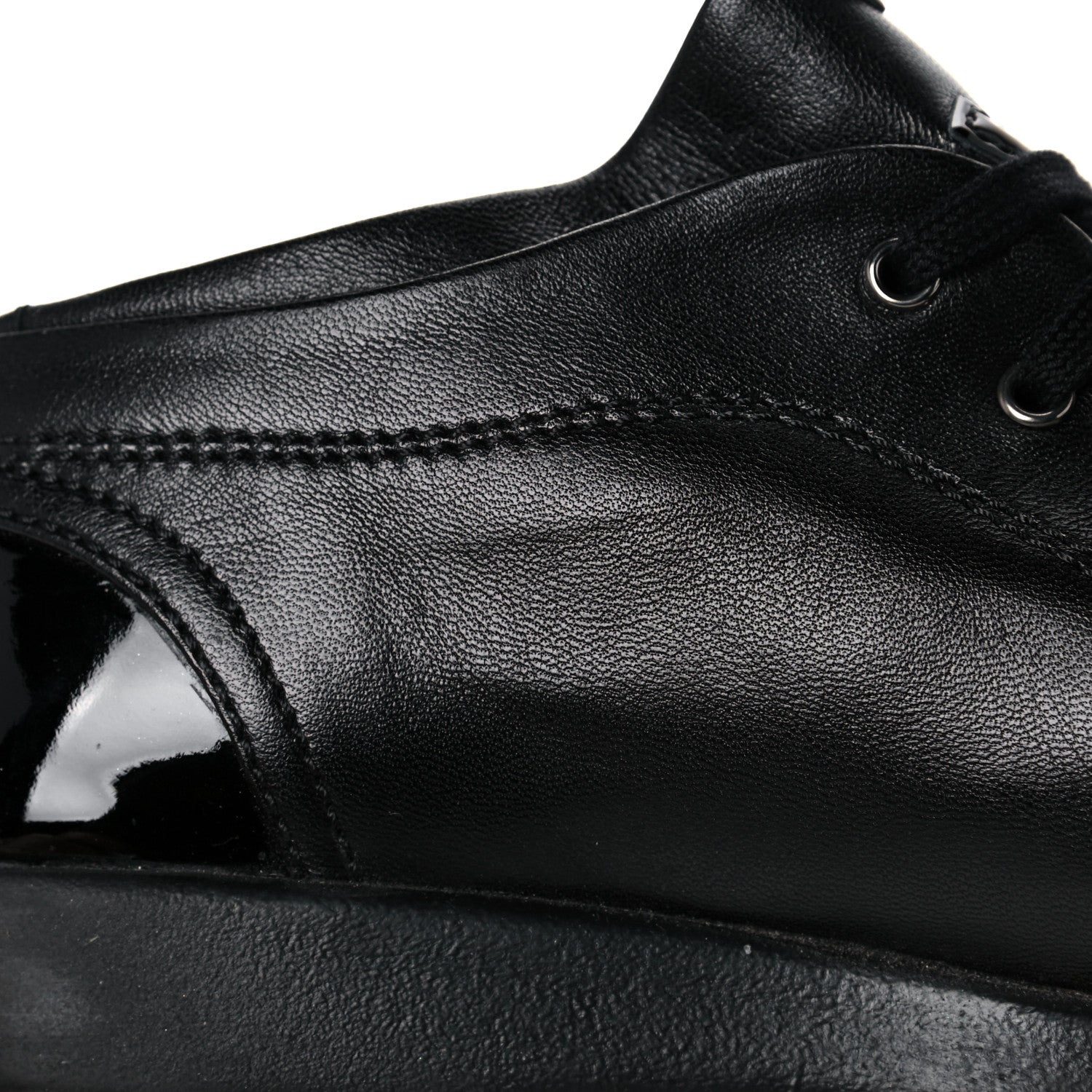 Chanel Lambskin Patent Cap Toe CC Sneakers 37.5 Black 9 of 15