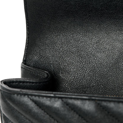 Saint Laurent Sheepskin Matelasse Chevron Monogram Medium College Bag Black 13 of 13