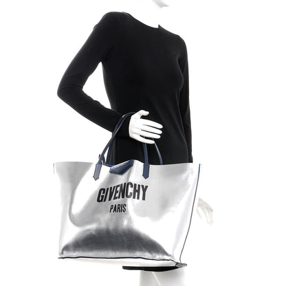 Givenchy Metallic Calfskin Suede Ombre Large Reversible Antigona Tote Blue Silver 2 of 15