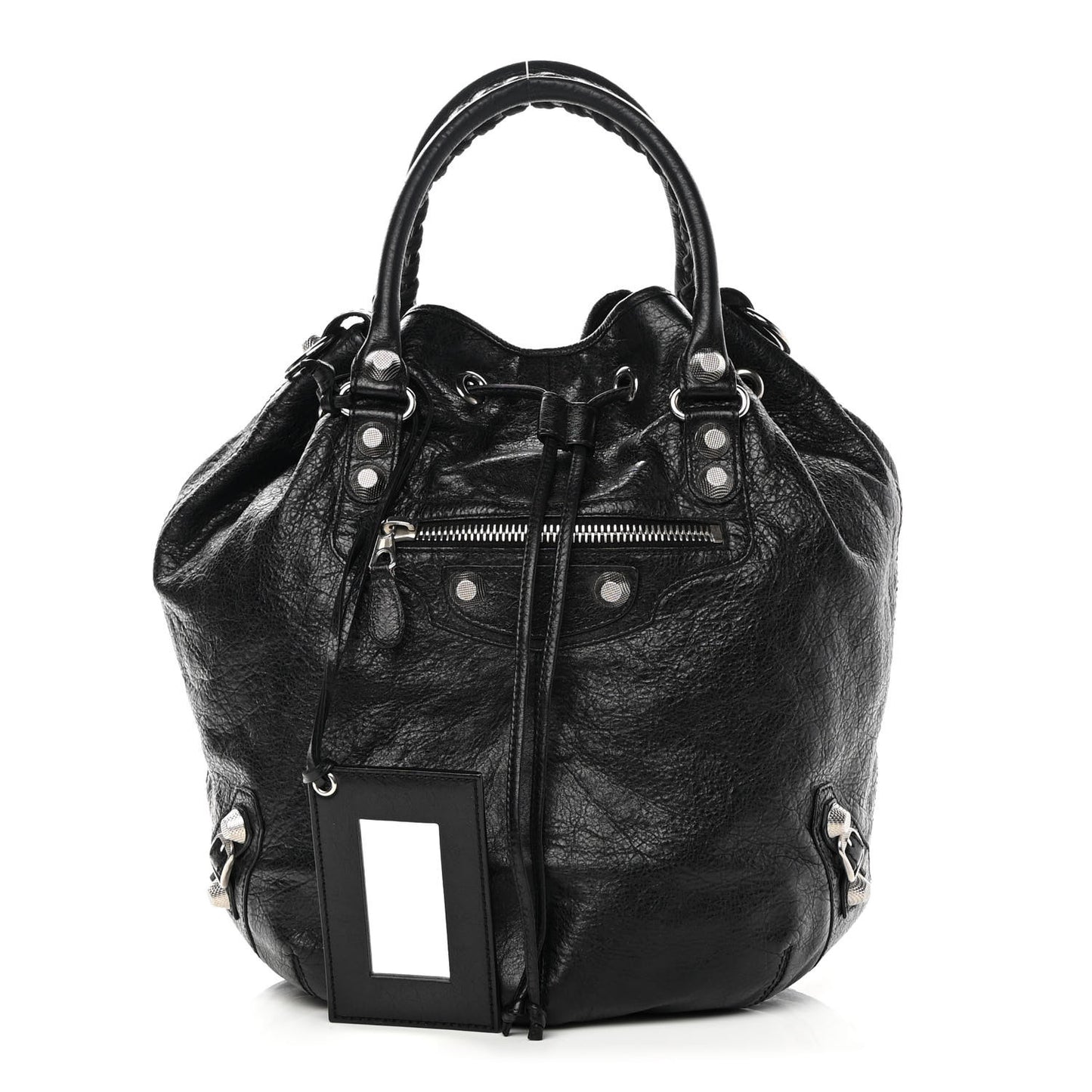 Agneau Giant 12 Silver Hardware Mini Pompon Black