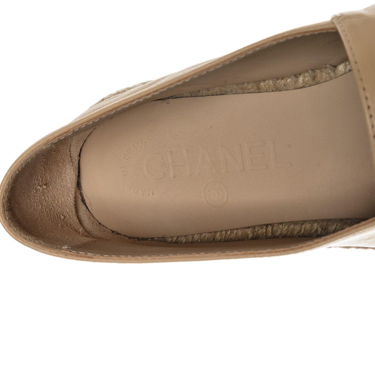 Chanel Lambskin CC Espadrilles 37 Beige Black 7 of 7