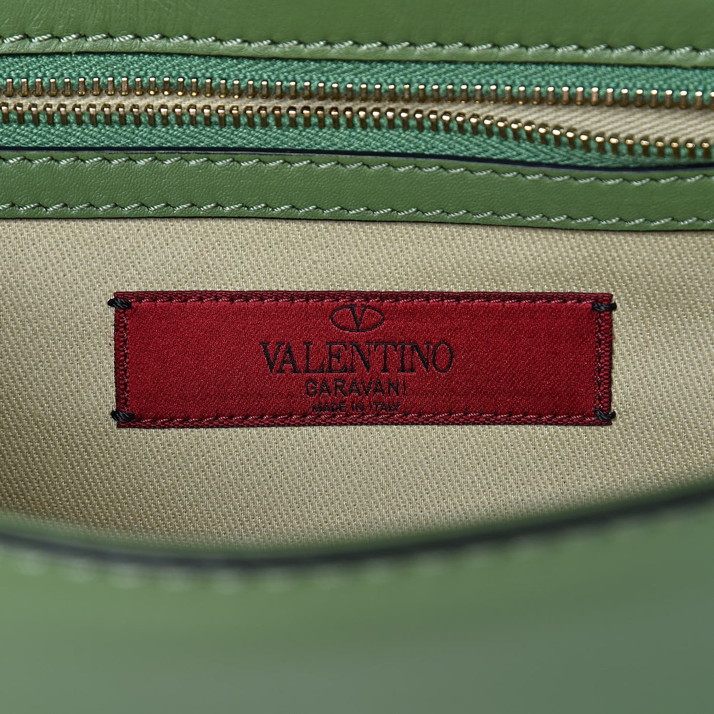 Vitello Small Glam Lock Rockstud Flap Green