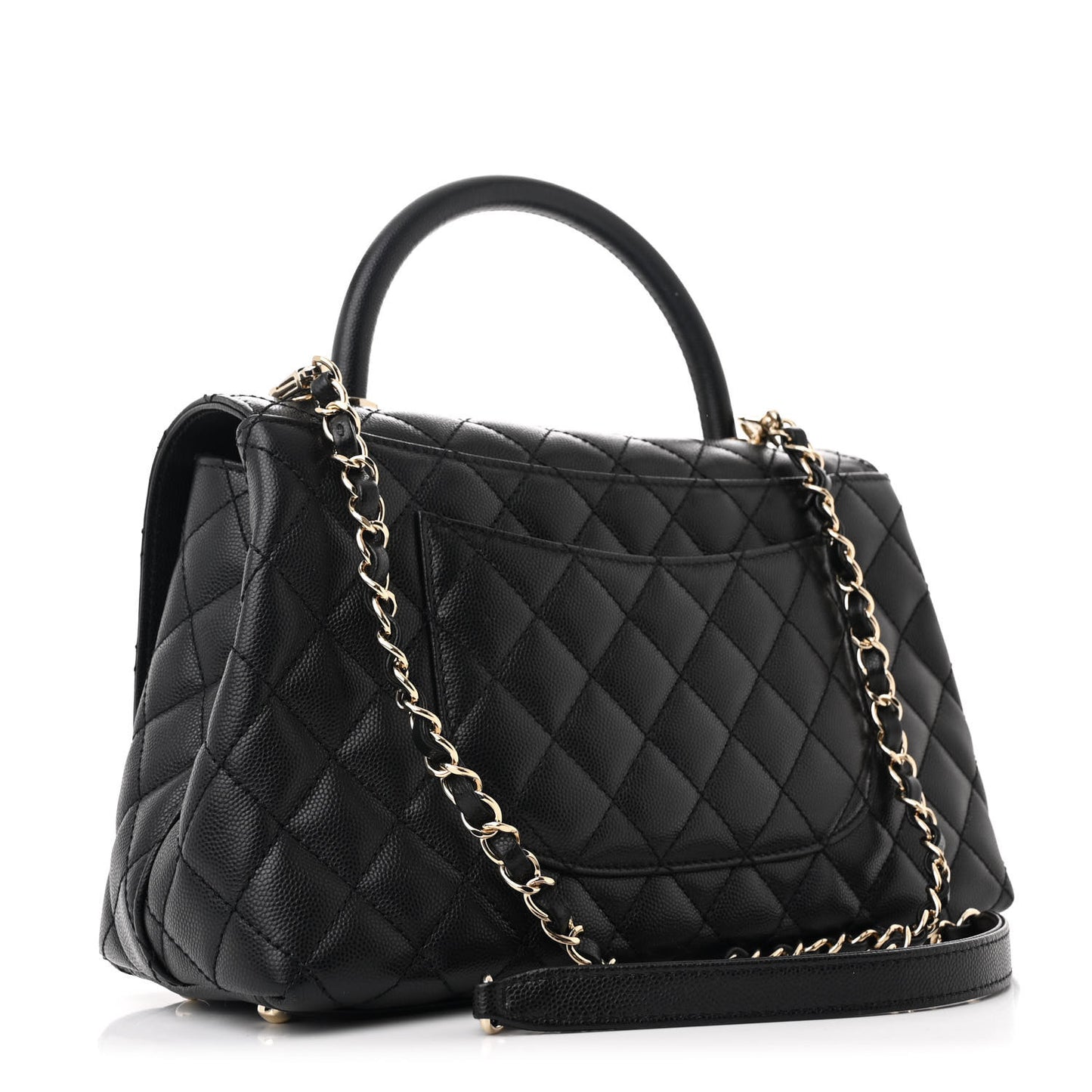 Caviar Quilted Small Coco Handle Flap Black