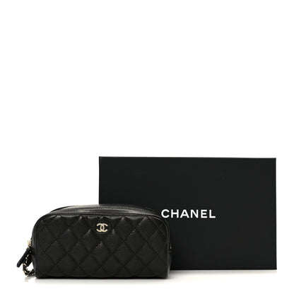 Chanel Caviar Quilted Toiletry Case With Chain Black 9 of 9