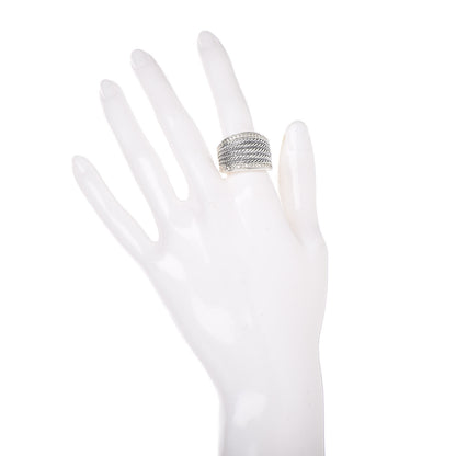 David Yurman Sterling Silver Diamond 18mm Wheaton Band Ring 54 7 2 of 5