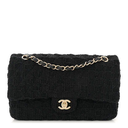 Chanel Tweed Quilted Medium Double Flap Black 1 of 13