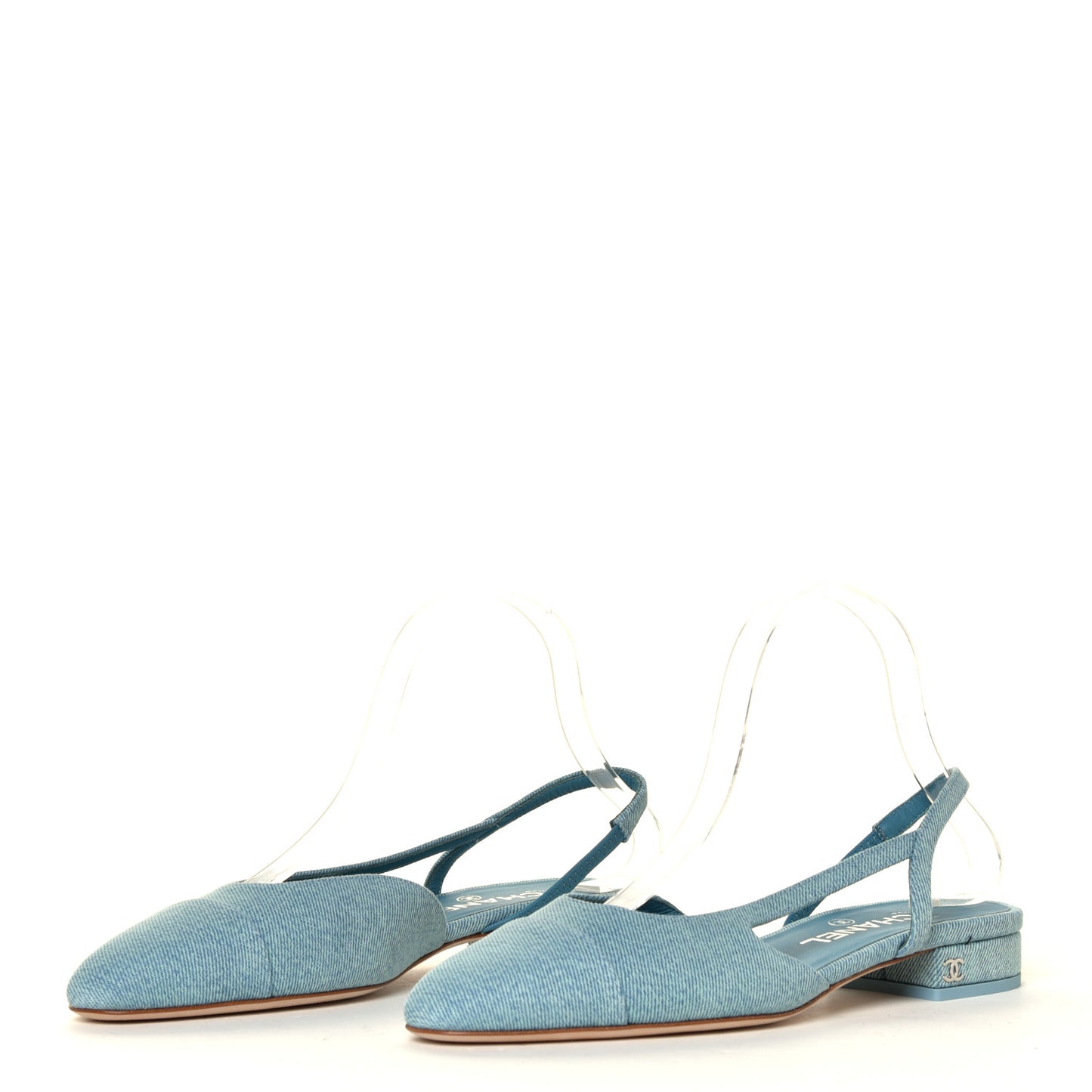 Denim Cap Toe CC Slingback Flats 38 Blue