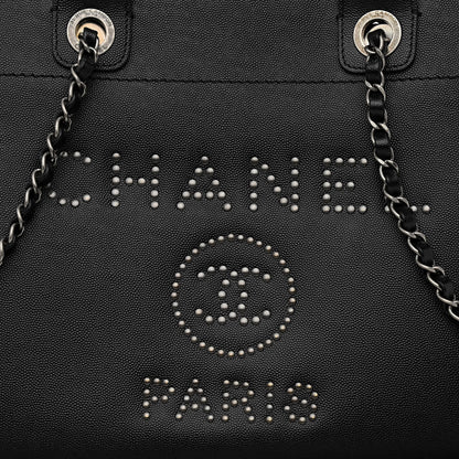Chanel Caviar Small Studded Deauville Tote Black 8 of 12