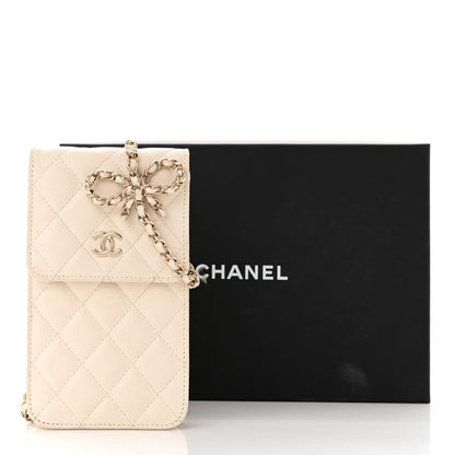 Chanel Caviar Quilted Bow Phone Holder White 14 of 14
