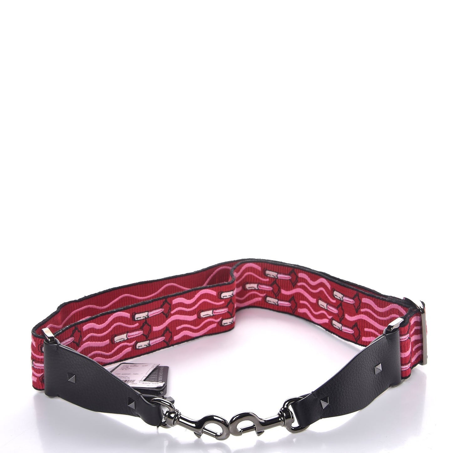Canvas Lipstick Embroidered Rockstud Guitar Strap Multicolor