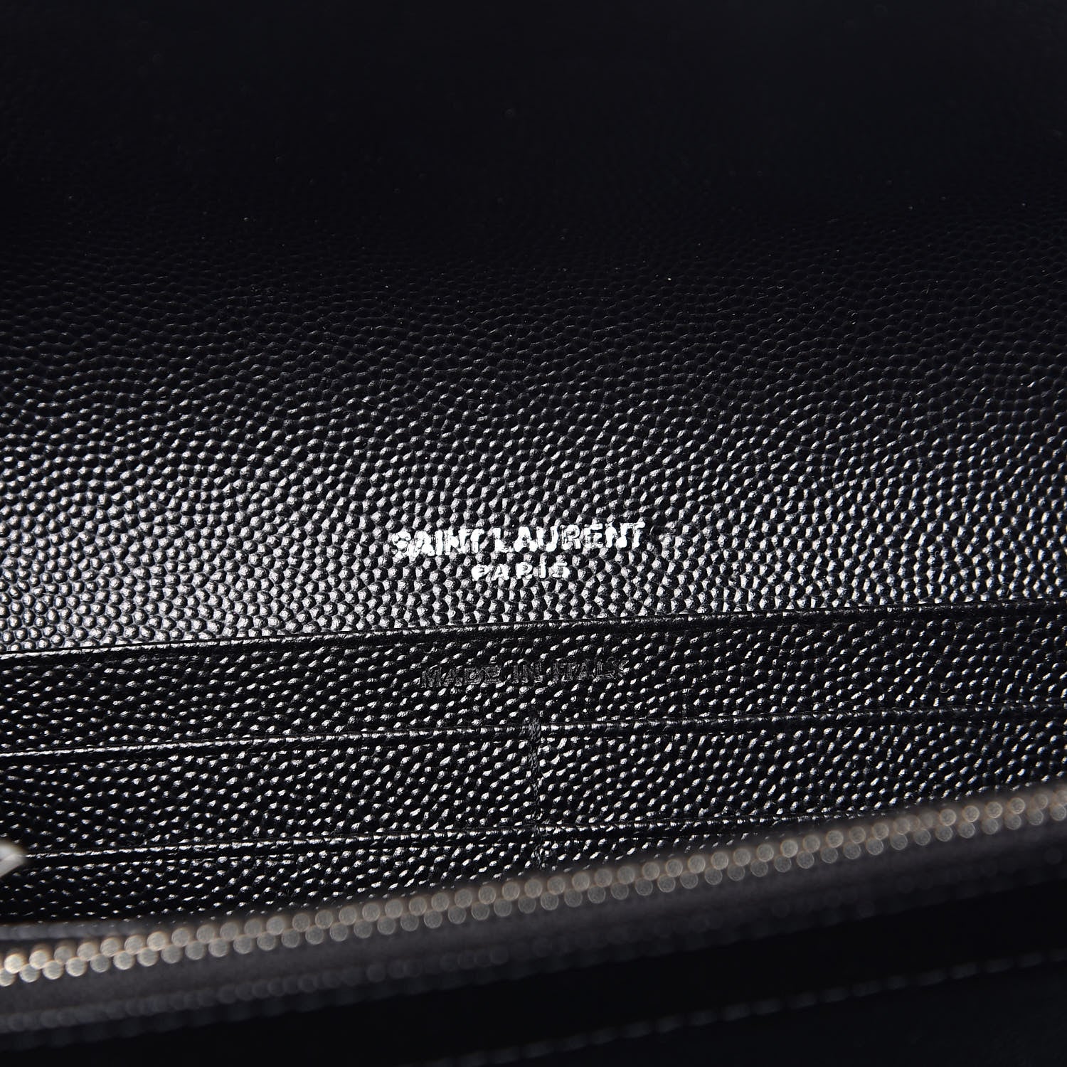 Saint Laurent Grain De Poudre Matelasse Chevron Monogram Flap Wallet Black 6 of 8
