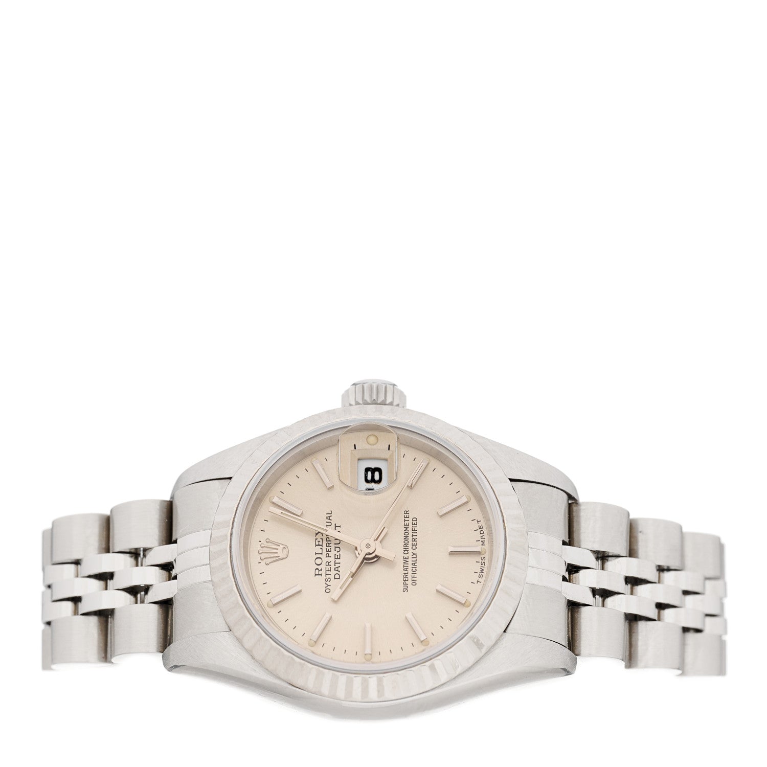 Rolex Stainless Steel 18K White Gold 26mm Oyster Perpetual Datejust Watch Silver 69174 2 of 4