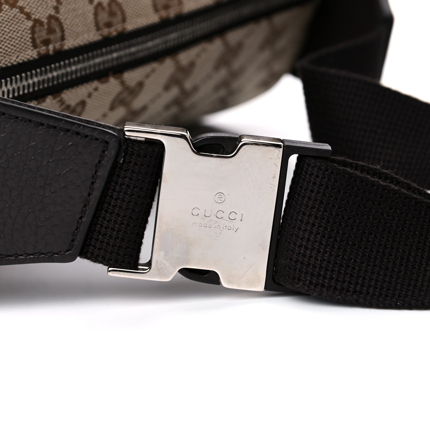 Gucci Monogram Dollar Calfskin Waist Pouch Beige Ebony Testa di Moro Marrone Scuro 11 of 11