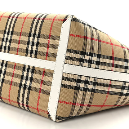 Burberry Cotton Vintage Check Medium London Tote Bag White 10 of 10
