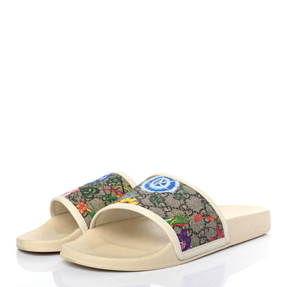 Gucci GG Supreme Monogram Flora Pursuit Slide Sandals 39 White 3 of 7