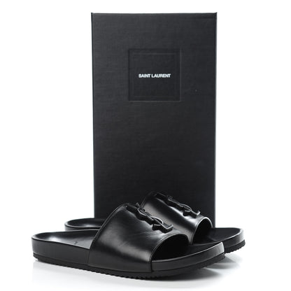 Saint Laurent Lambskin Joan Slide Sandals 37.5 Black 10 of 10