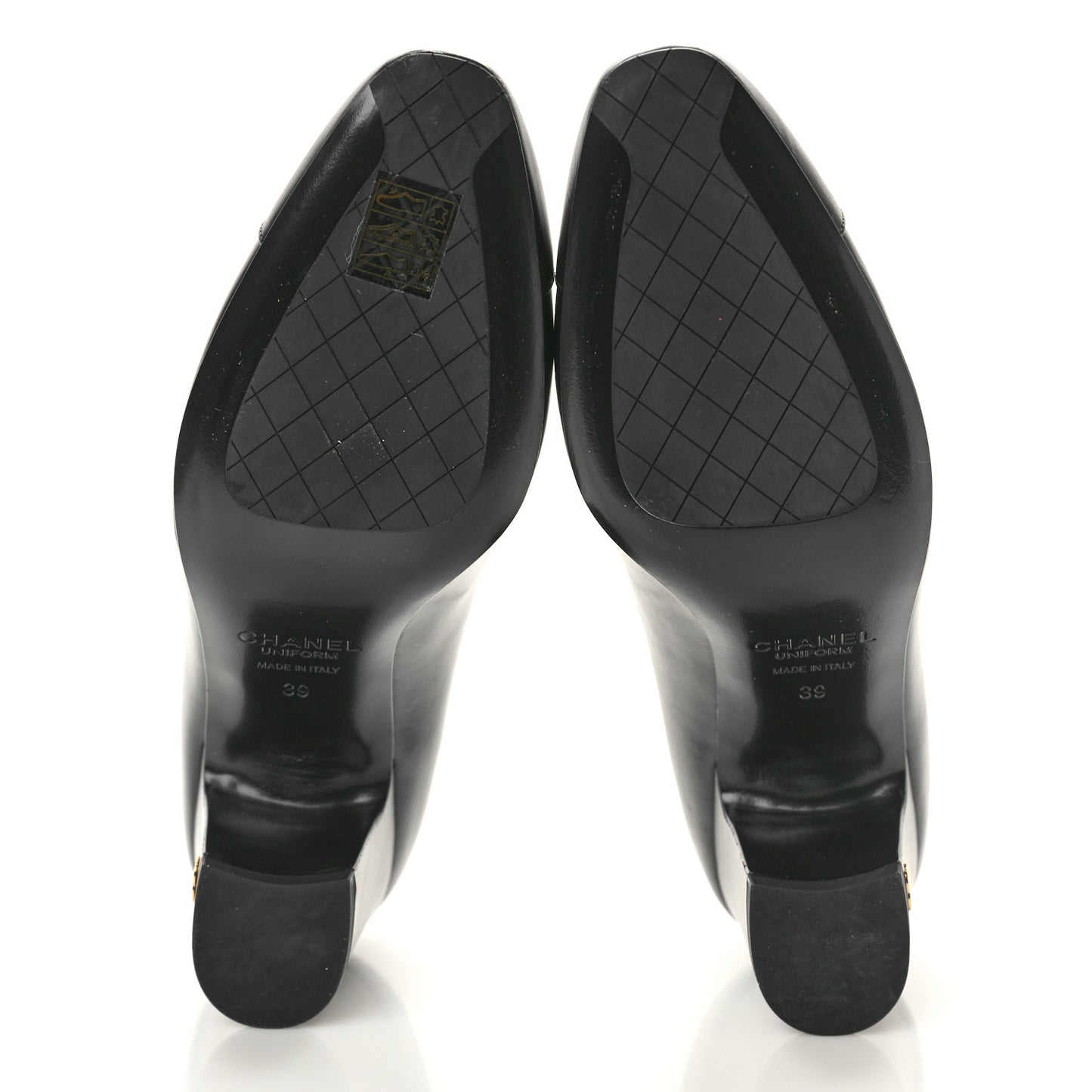 Lambskin Cap Toe CC Uniform Pumps 39 Black
