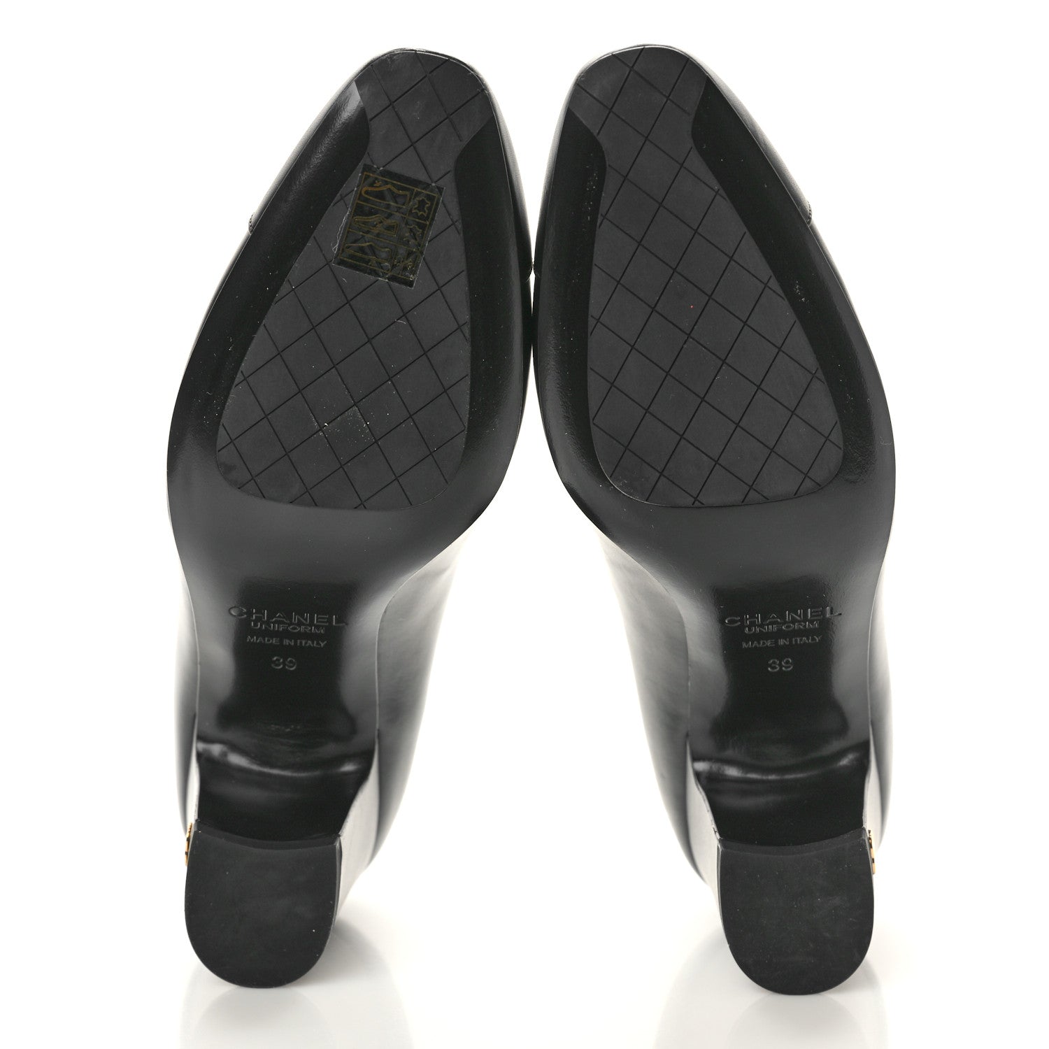 Chanel Lambskin Cap Toe CC Uniform Pumps 39 Black 6 of 10