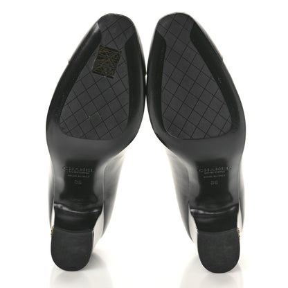 Chanel Lambskin Cap Toe CC Uniform Pumps 39 Black 6 of 10