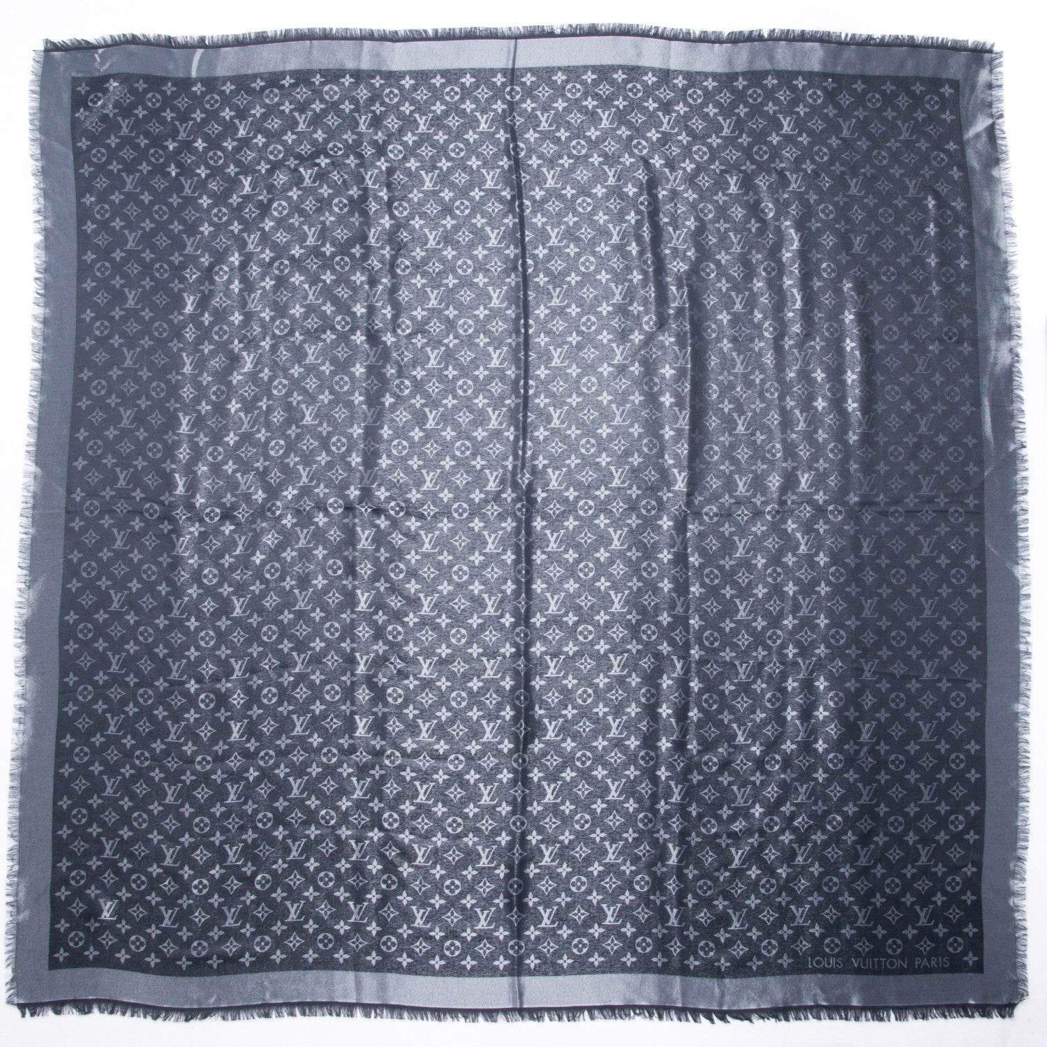 Louis Vuitton Silk Lurex Wool Monogram Shine Shawl Charcoal Grey 1 of 6