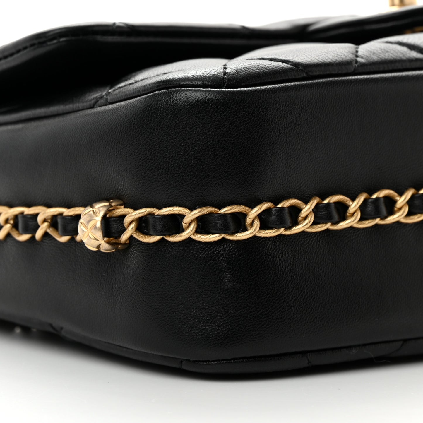 Lambskin Quilted Large CC Chain Flap Black