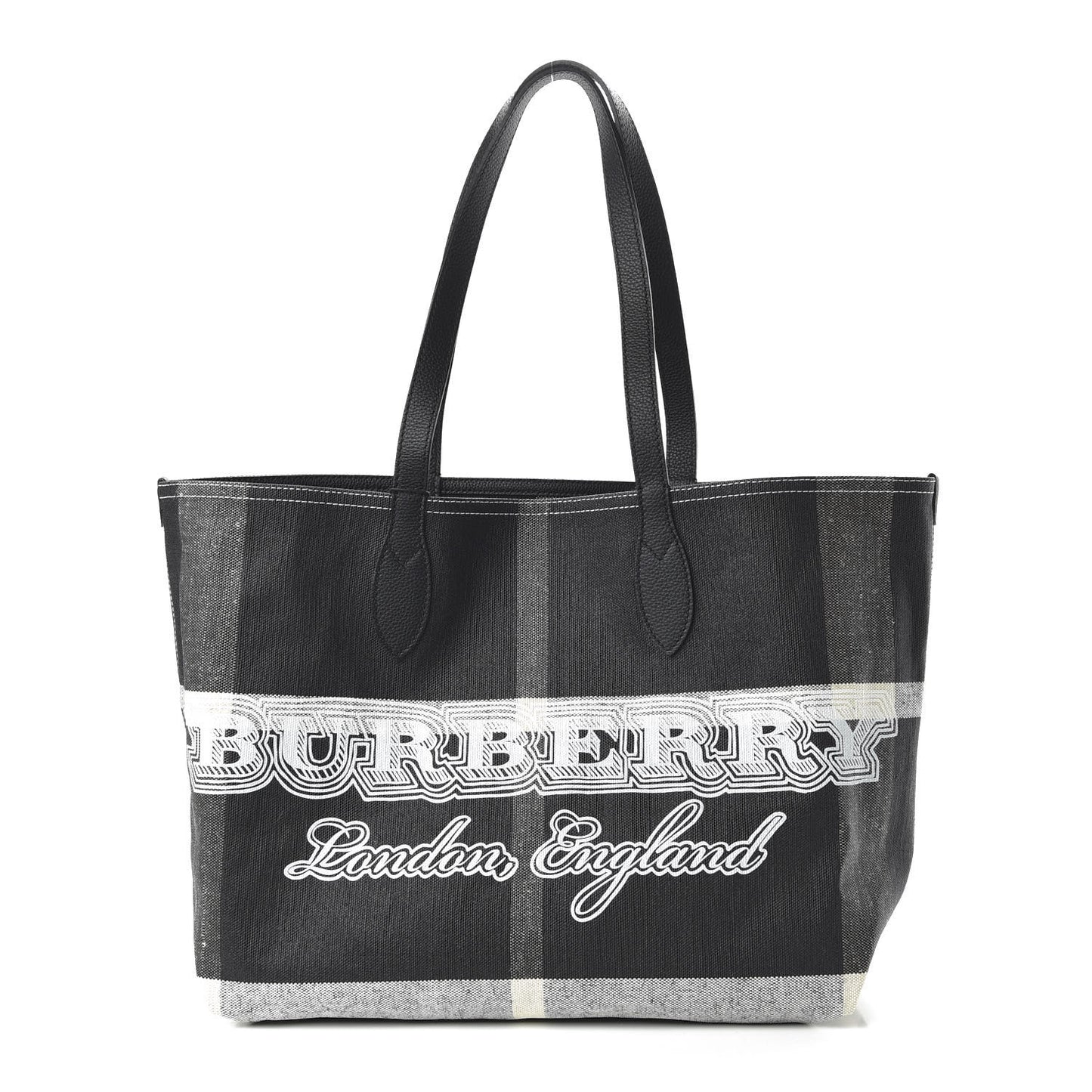 Coated Canvas Mega Check Medium Doodle Tote Black White