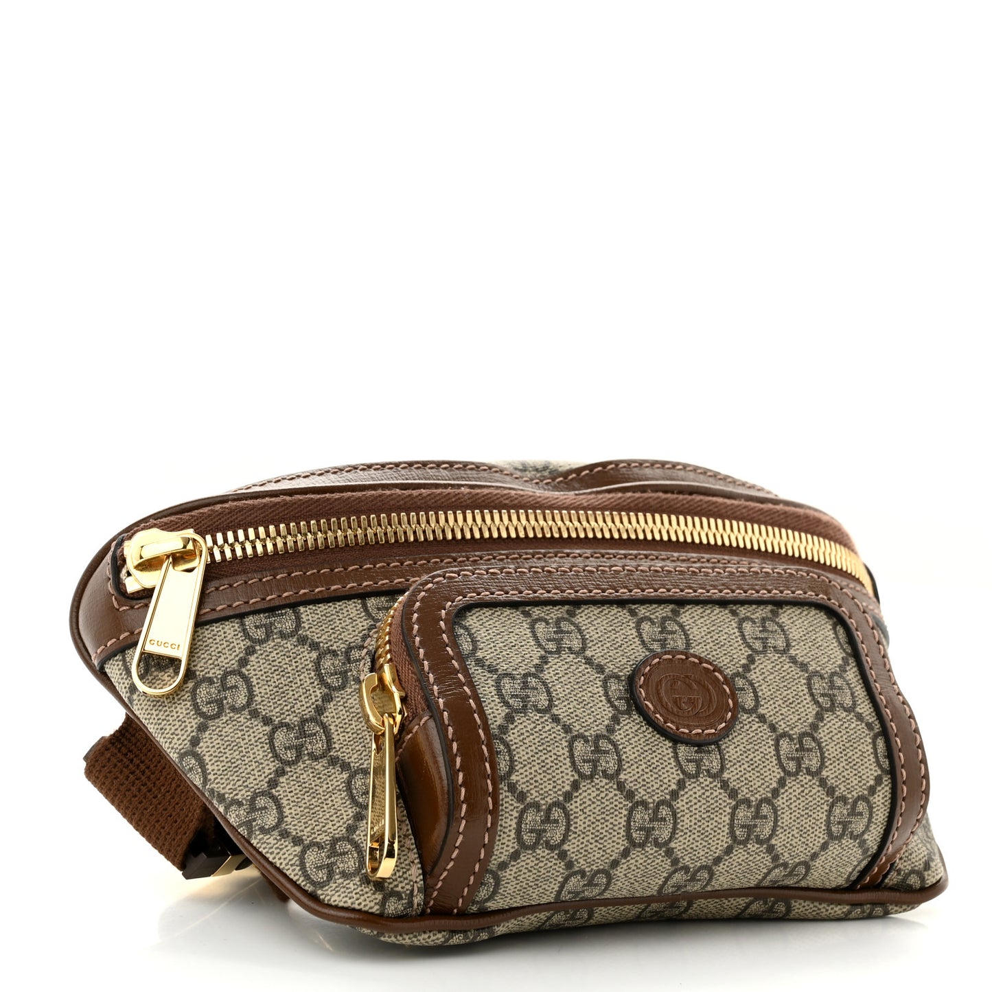 GG Supreme Monogram Textured Calfskin Retro Interlocking G Belt Bag Beige Ebony Brown Sugar