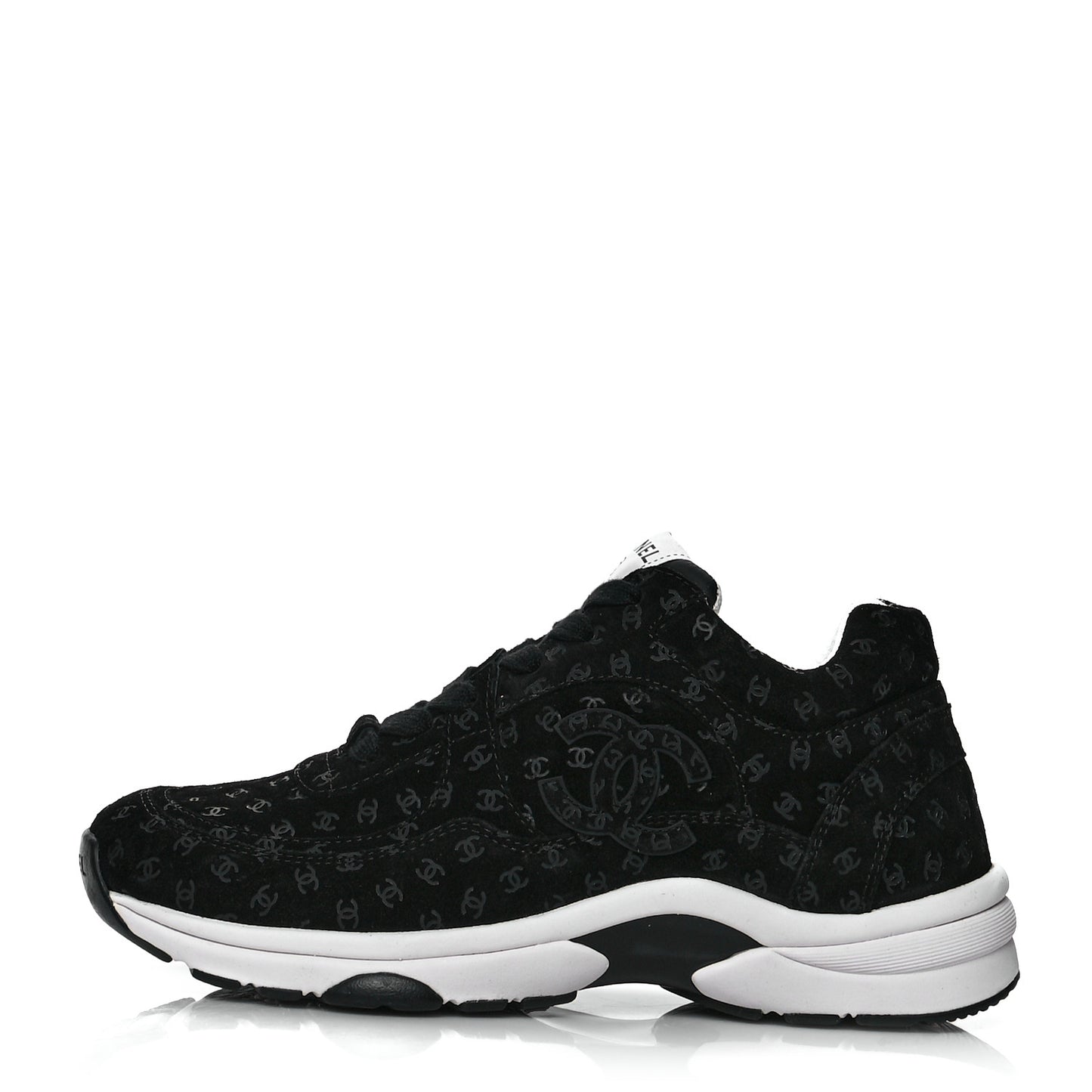 Suede Calfskin Printed CC Sneakers 37 Black