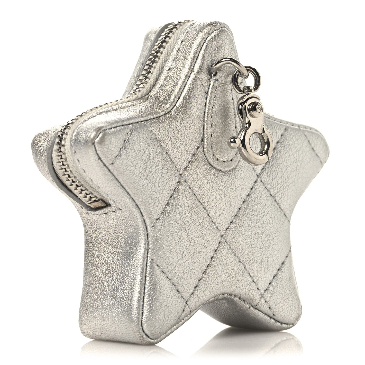 Chanel Metallic Calfskin Quilted Star Charm Silver 3 of 9