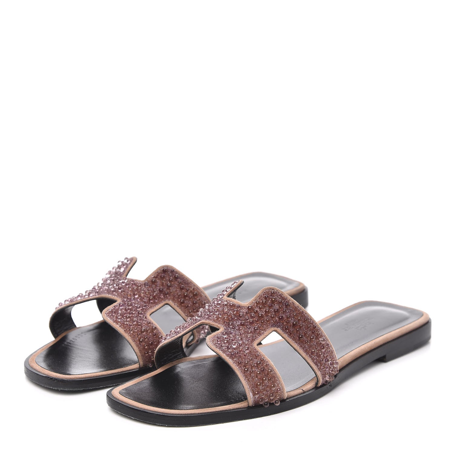 Hermes Suede Crystal Powder Oran Sandals 38 3 of 8