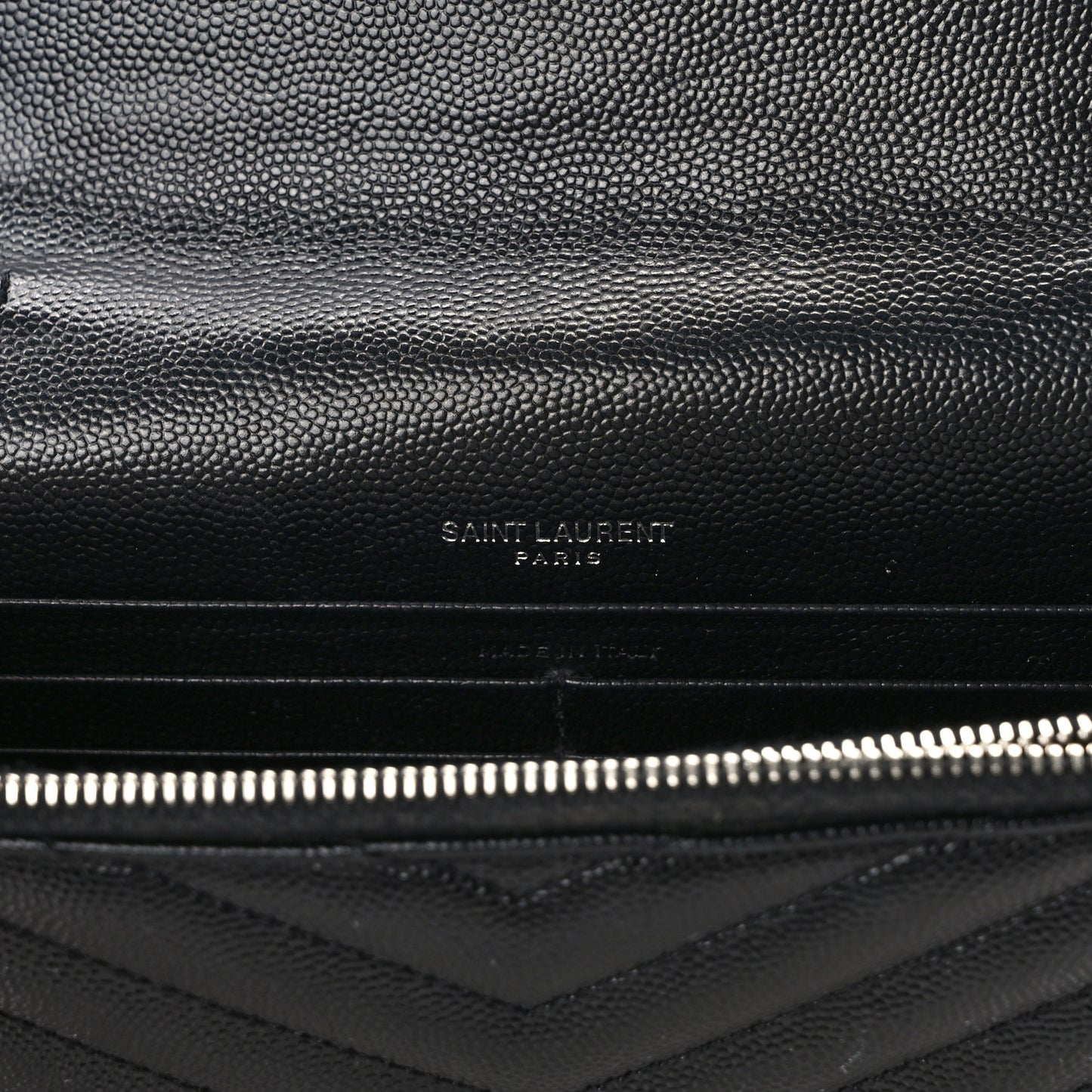 Grain De Poudre Matelasse Chevron Monogram Envelope Chain Wallet Black