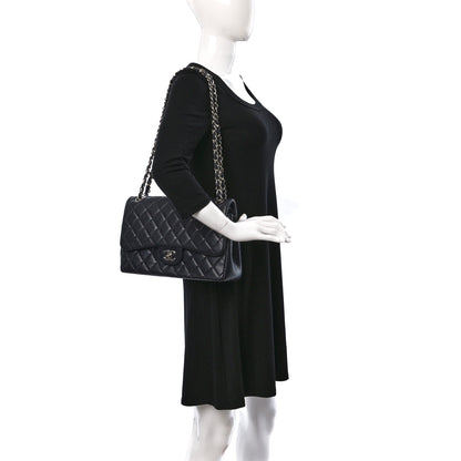 Chanel Caviar Quilted Jumbo Double Flap Navy Blue 2 of 9