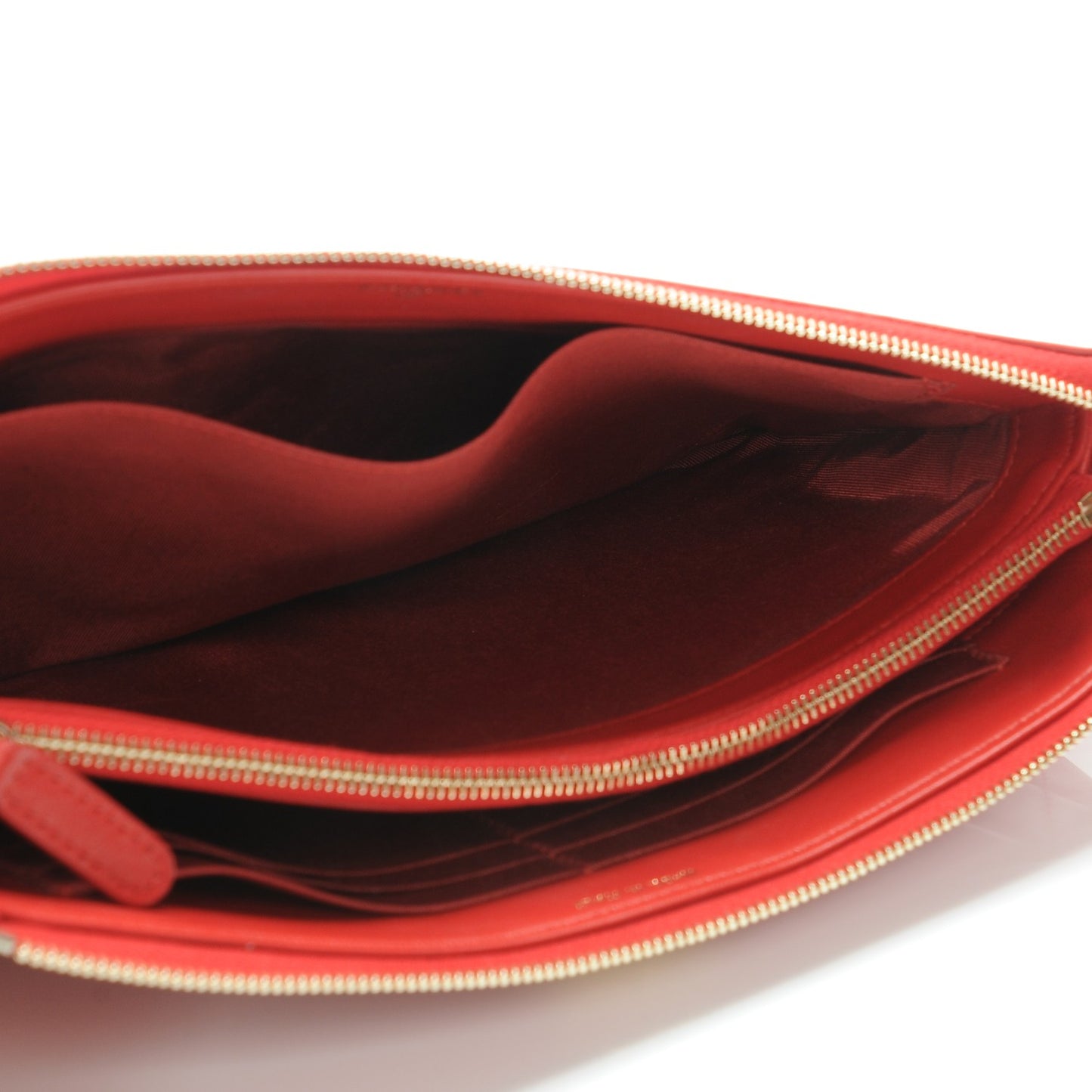 Lambskin Quilted Small Zipped Boy Pouch Red
