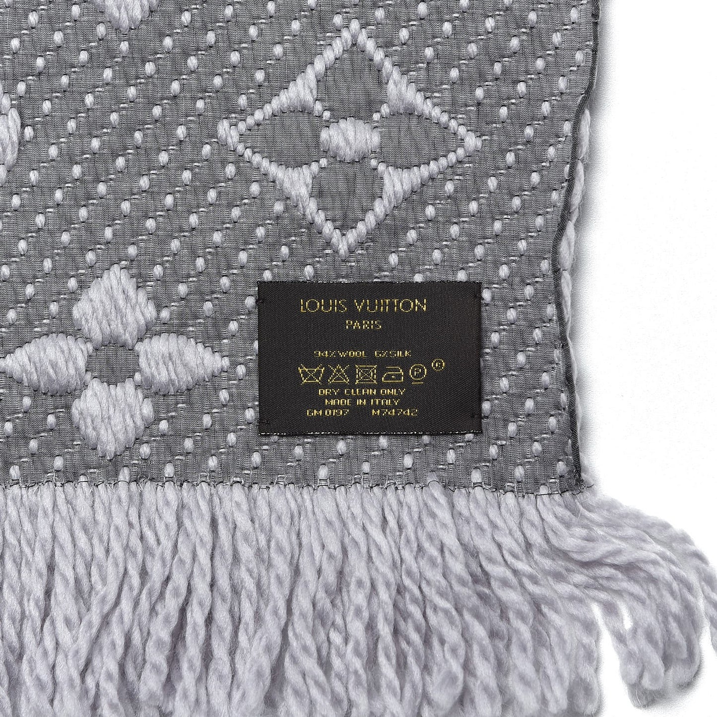 Wool Silk Logomania Scarf Pearl