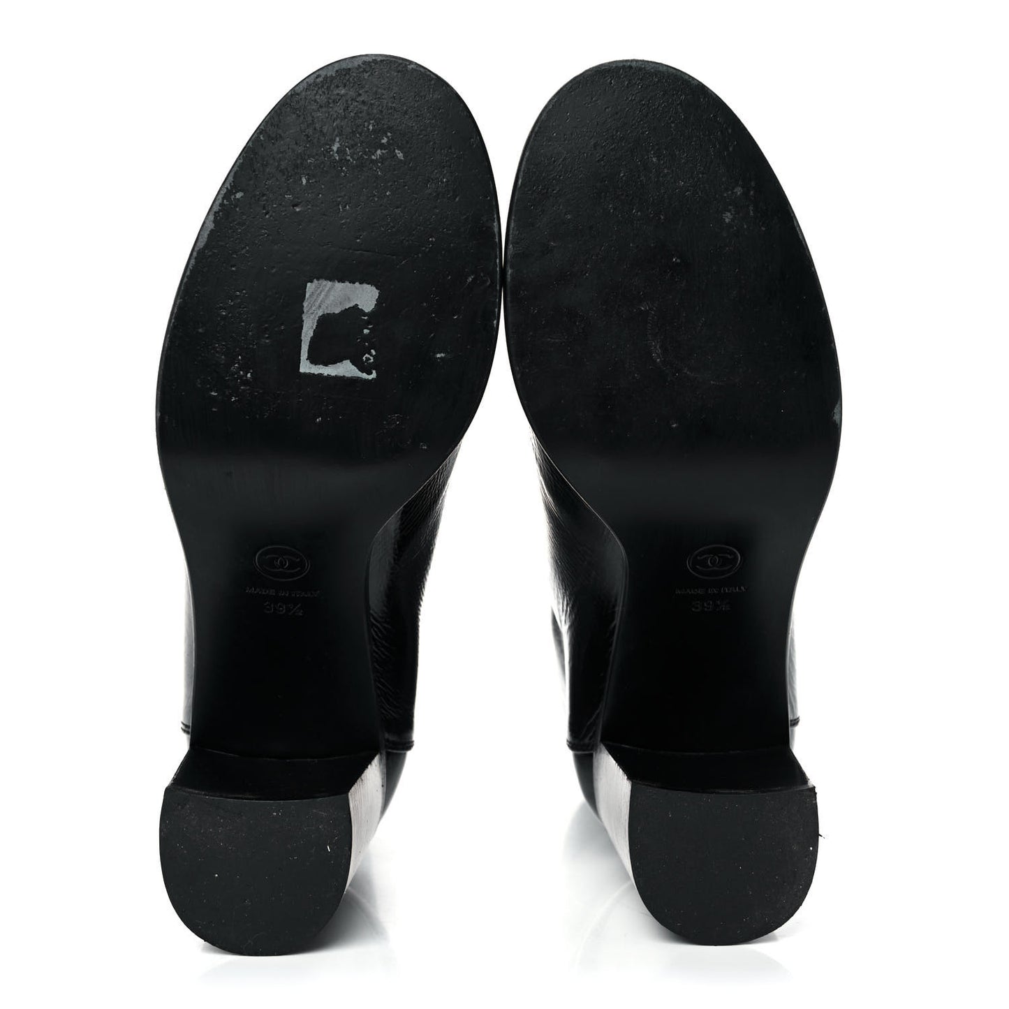 Crackled Calfskin CC Short Boots 39.5 Black