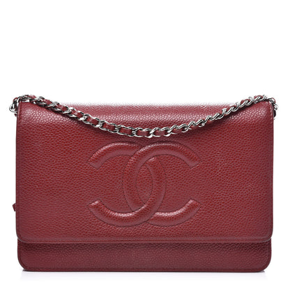 Chanel Caviar Timeless CC Wallet On Chain WOC Red 1 of 12