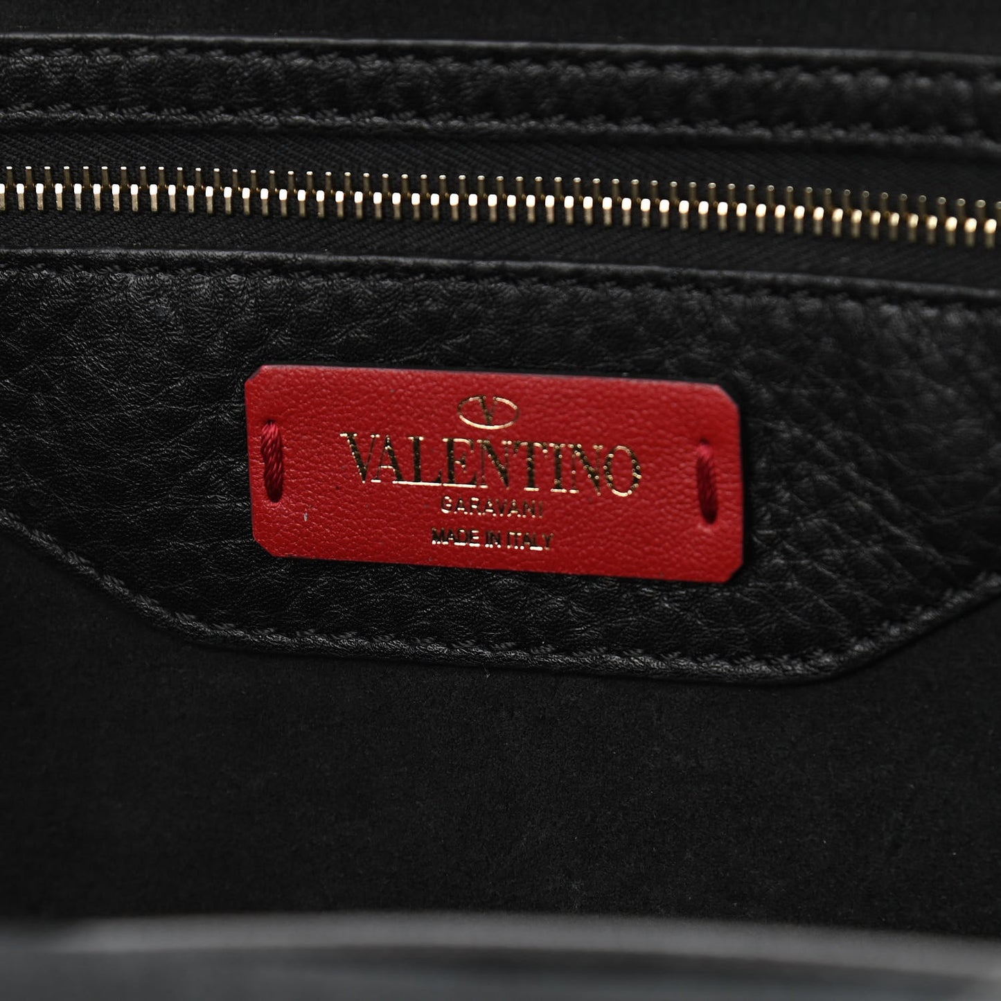 Grained Calfskin Small Rockstud Shoulder Tote Black