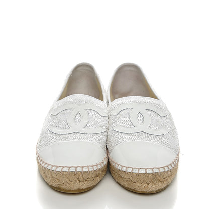 Chanel Patent Sequin CC Espadrilles 37 White 2 of 7