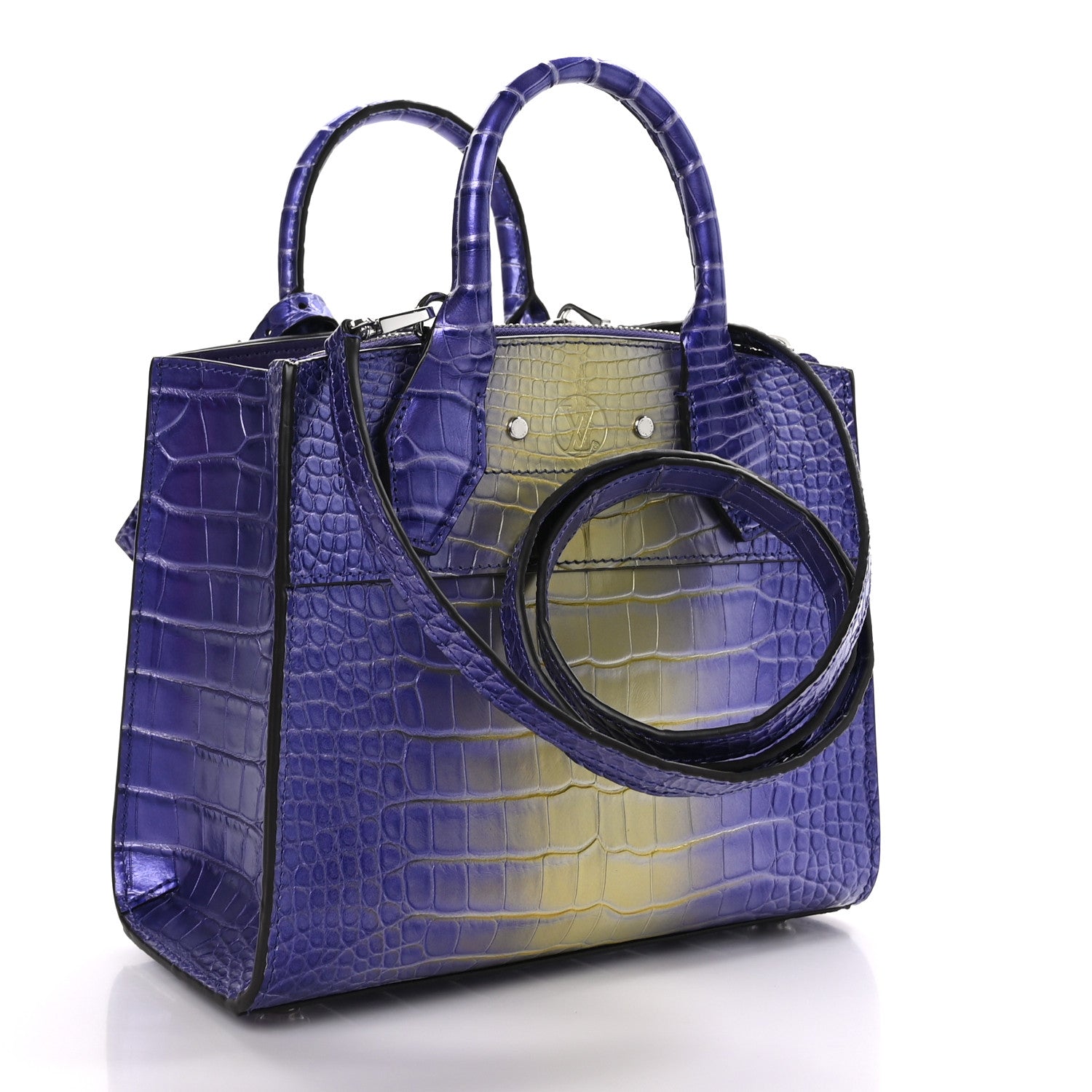 Louis Vuitton Alligator Goatskin Mini City Steamer Purple Yellow 3 of 9