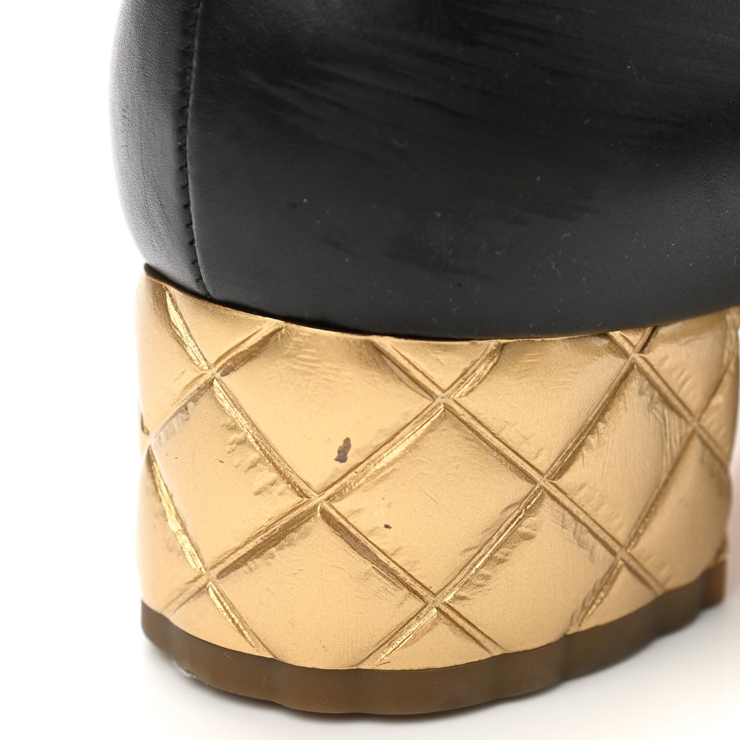 Calfskin Pearl Camellia Pumps 40 Black Gold
