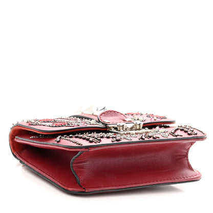 Valentino Garavani Vitello Crystal Loveblade Embellished Mini Glam Lock Rockstud Flap Rubino 4 of 14