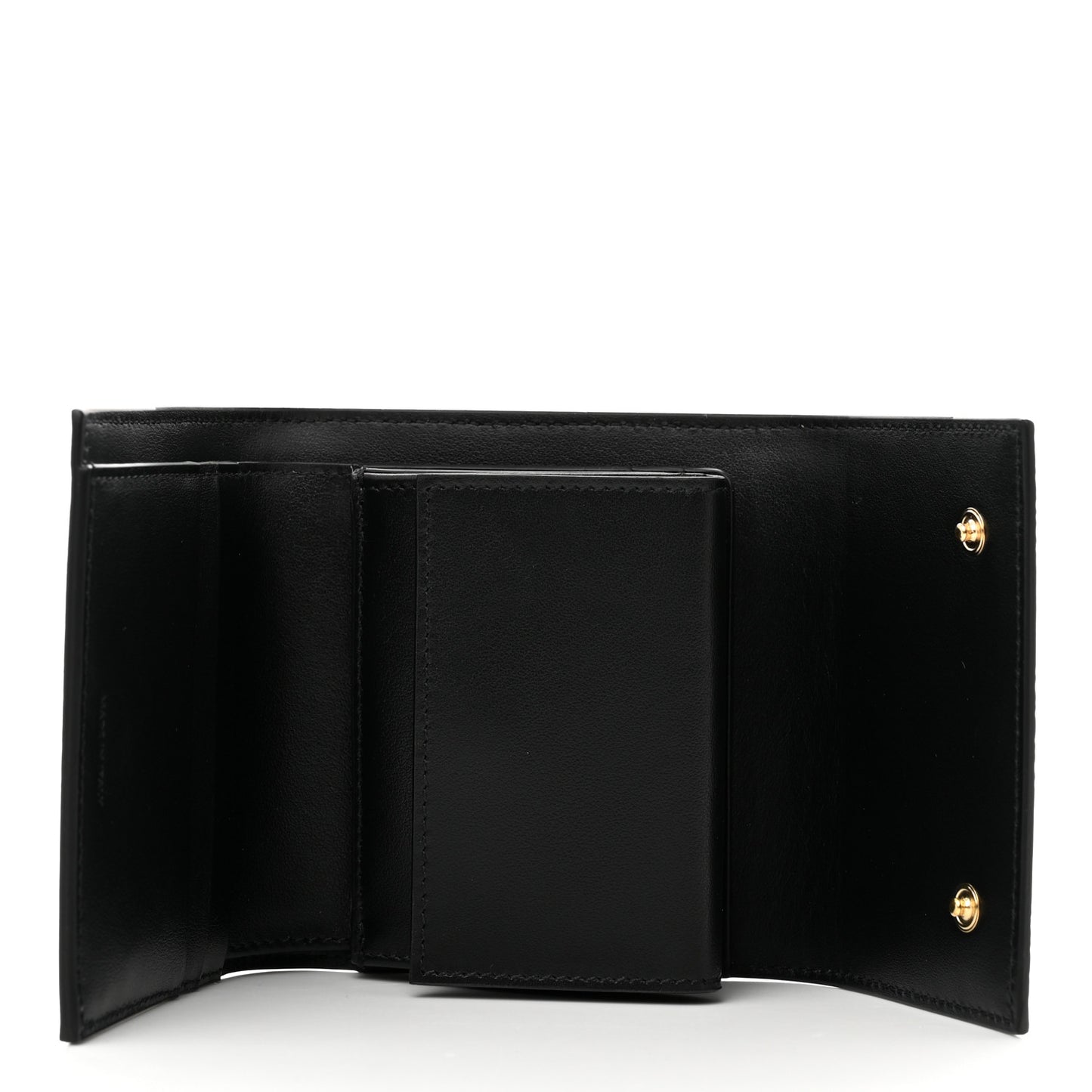 Smooth Calfskin Triomphe Embossed Small Multifunction Folded Wallet Black