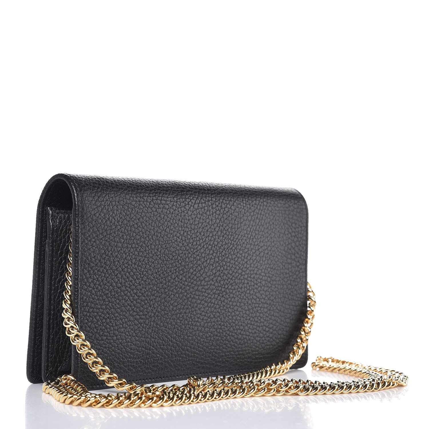 Gucci Calfskin Mini GG Marmont Chain Wallet Black 3 of 8