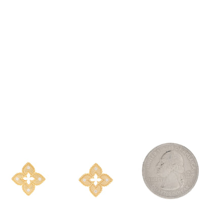 Roberto Coin ROBERTO COIN 18K Yellow Gold Diamond Petite Venetian Princess Open Flower Stud Earrings 2 of 6
