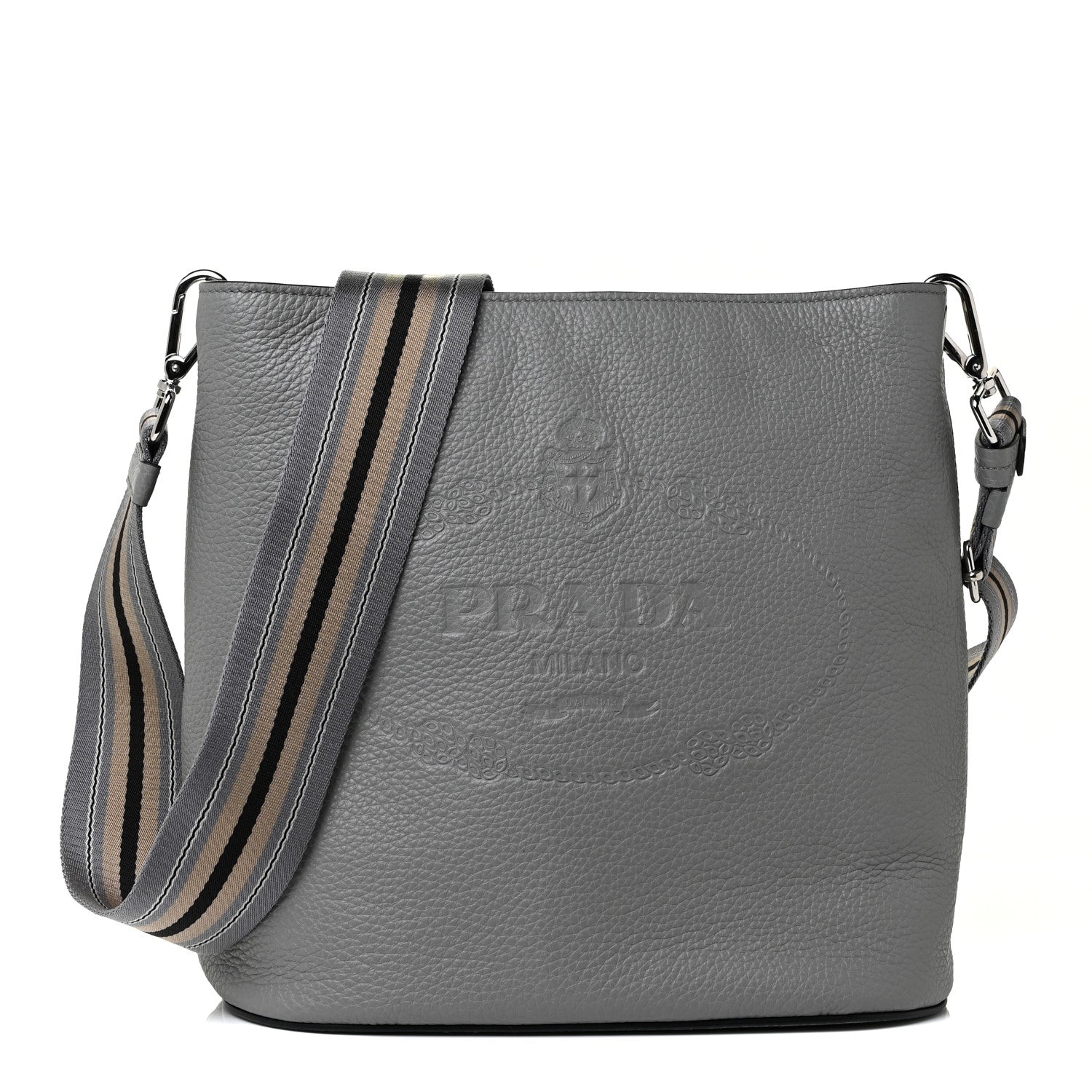 Prada Vitello Phenix Logo Hobo Ardesia 1 of 9